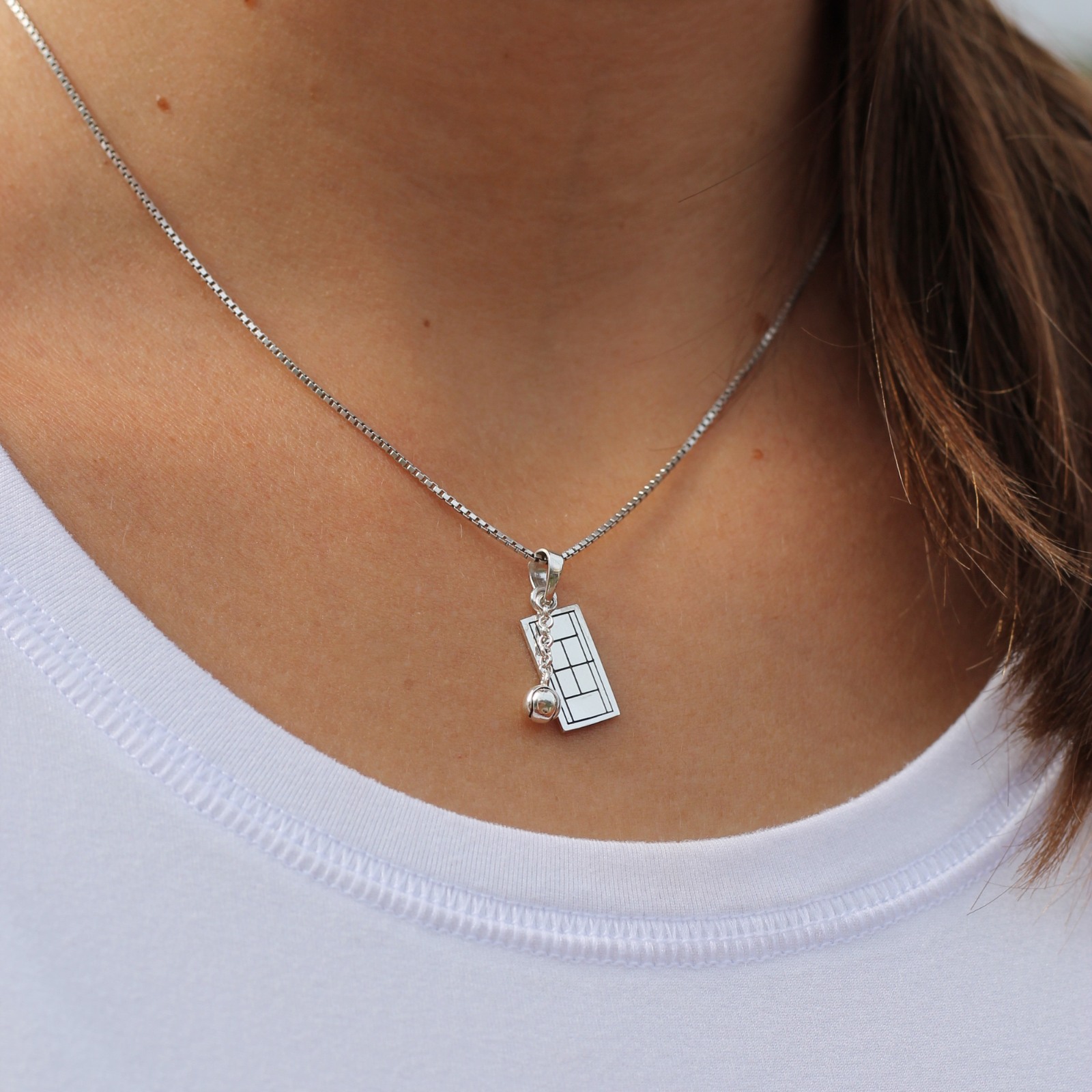 Сребърна висулка тенис корт с топка "I can"