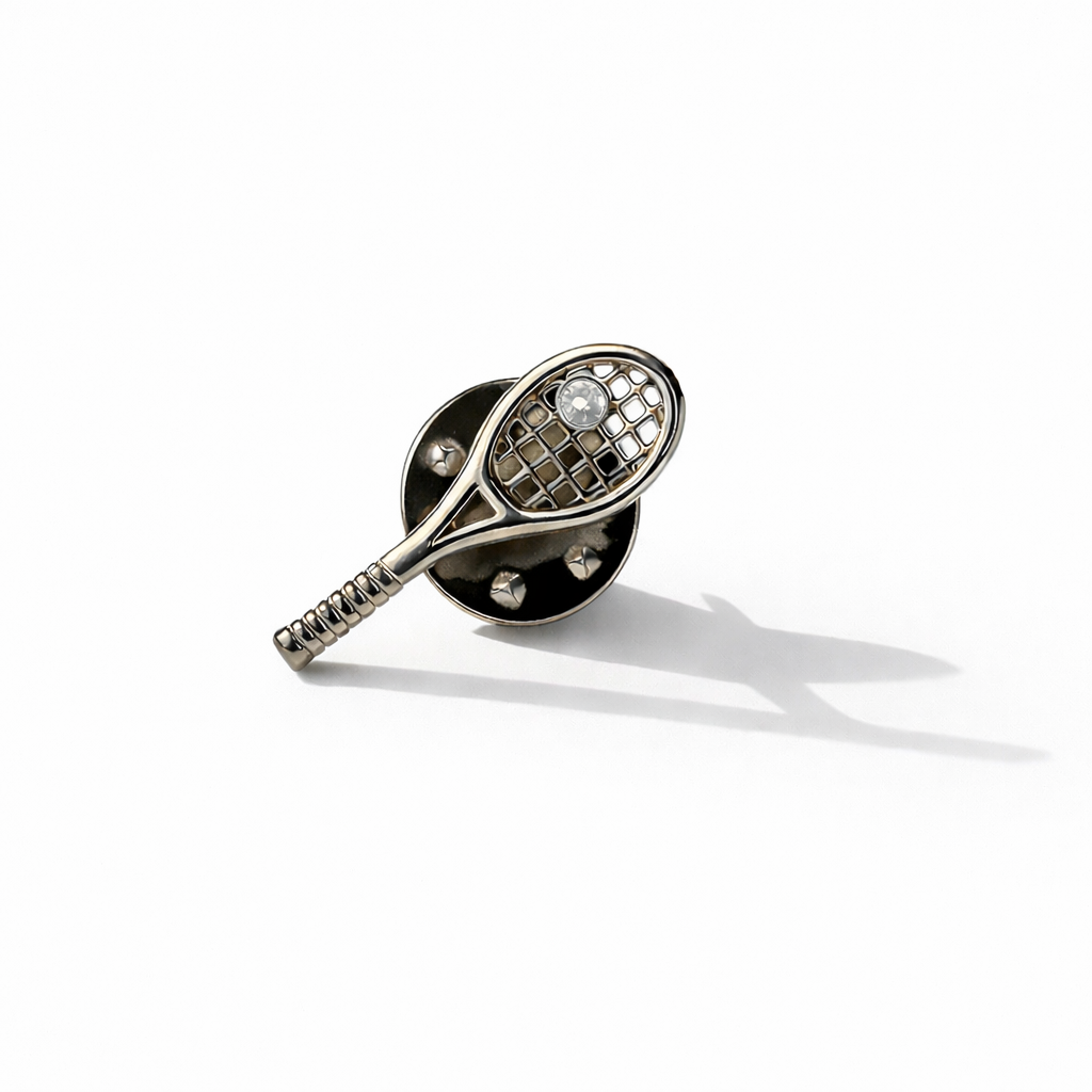 Сребърна брошка тенис ракета